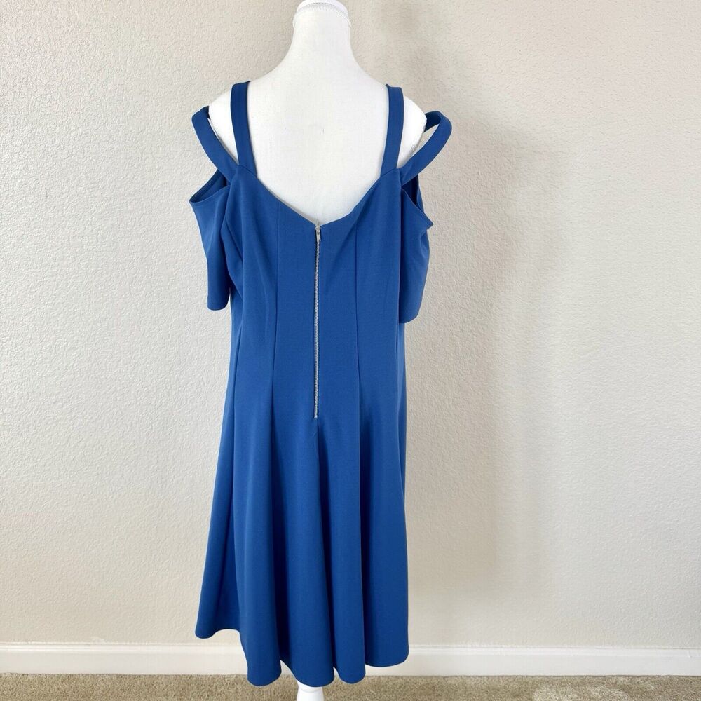 $99 Lane Bryant Strappy Cold Shoulder Fit & Flare Dress Royal Blue Plus Size 16 - Picture 9 of 16